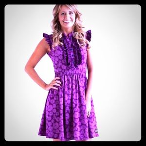 Purple sleeveless ruffle dress